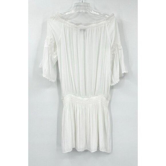 RAMY BROOK nico dress off the shoulder mini bell sleeve hippie boho white M - Picture 8 of 13